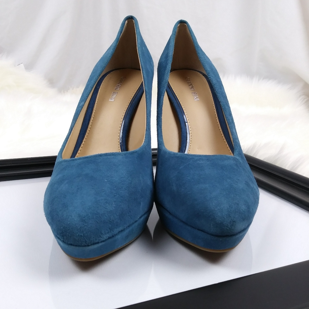 Gianni Bini blue suede leather platform heel shoes - Picture 4 of 8